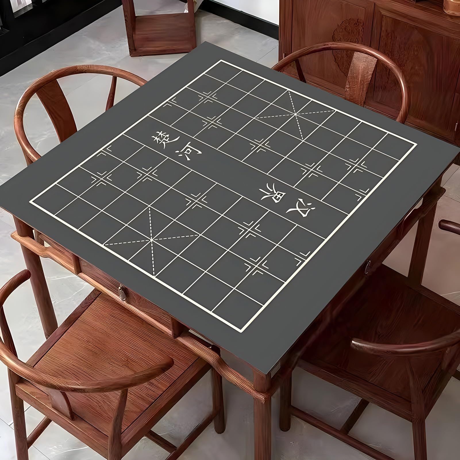 Mata do gry karcianej Mahjong, Kwadratowa podkładka pod stół, antypoślizgowa podkładka pod stół Mahjong z redukcją hałasu, do gier karcianych w pokera, gier planszowych, gier kafelkowych(Gray,90x90cm