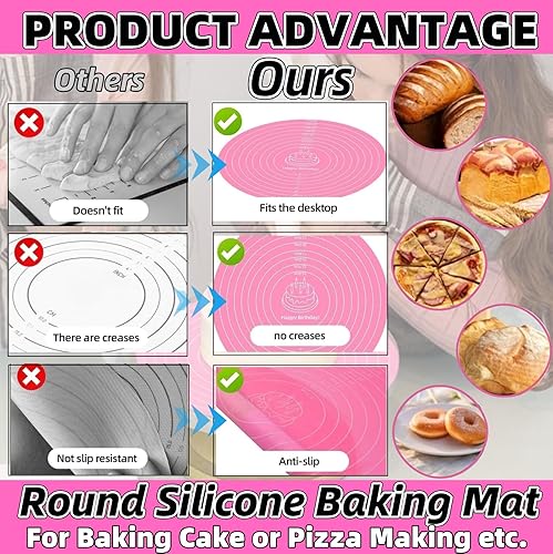 Miniatura 5 de Tapete de silicona para hornear, tapete de silicona para tartas, tapete de silicona para hornear con medidas para tartas, soporte antiadherente,