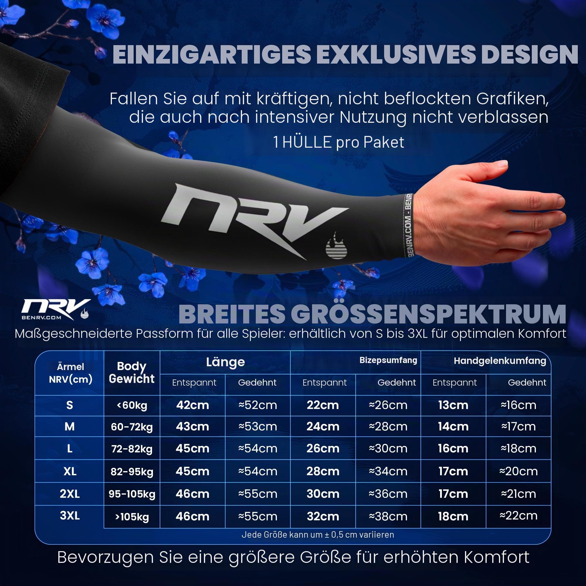 NRV Esport Gaming Kompressions-Manschette (Performance-Edition) – Optimieren Sie Ihr Spiel mit Komfort und Stil – entworfen von professionellen Spielern – langlebig, atmungsaktiv und reibungsfrei