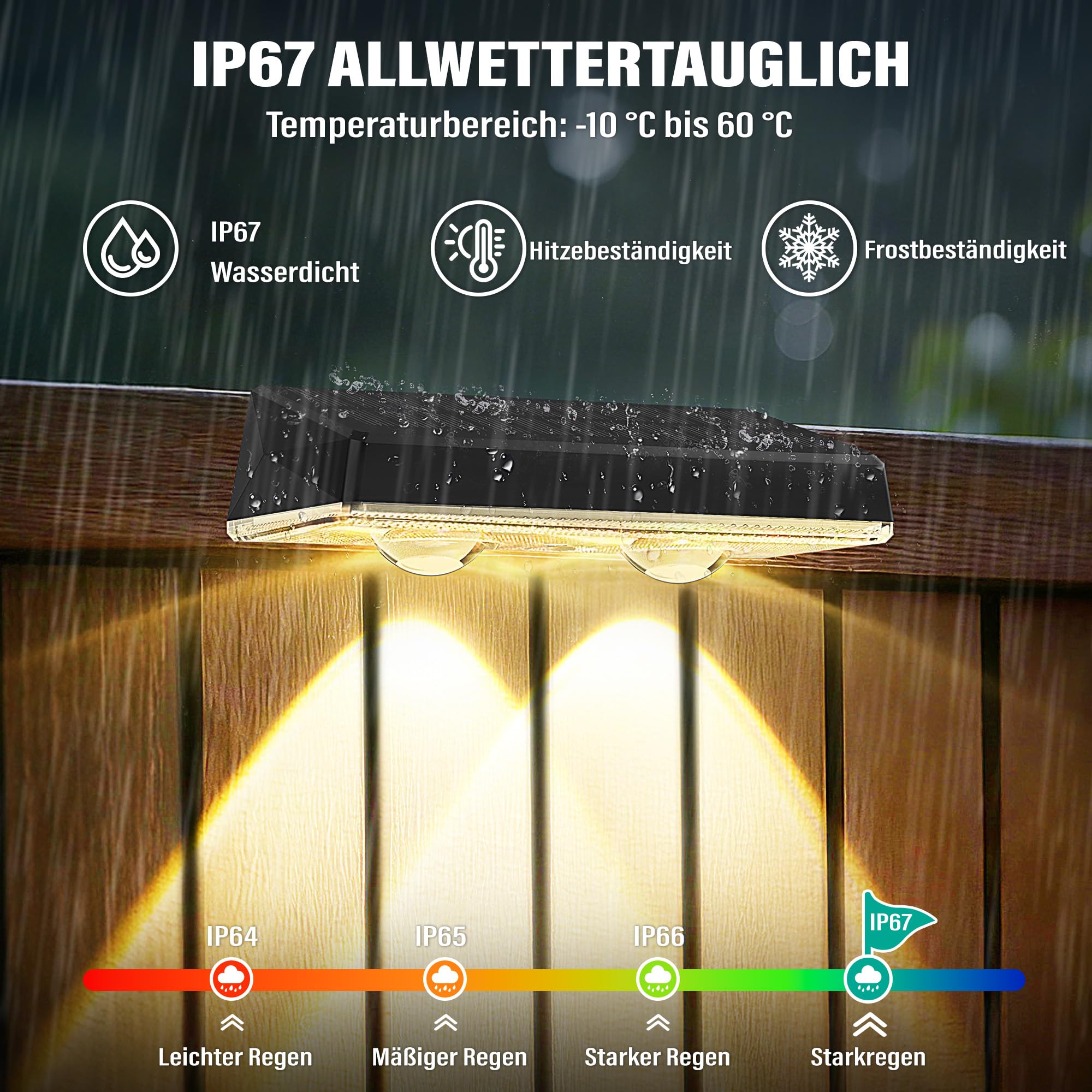 Solarlampen für außen wand, Solar Wandleuchte aussen, solarwandleuchten außen 3 Beleuchtungsmodi LED aussenleuchte solar IP67 Wasserdicht außenbeleuchtung solar für Zaun Garten Terrasse 8er