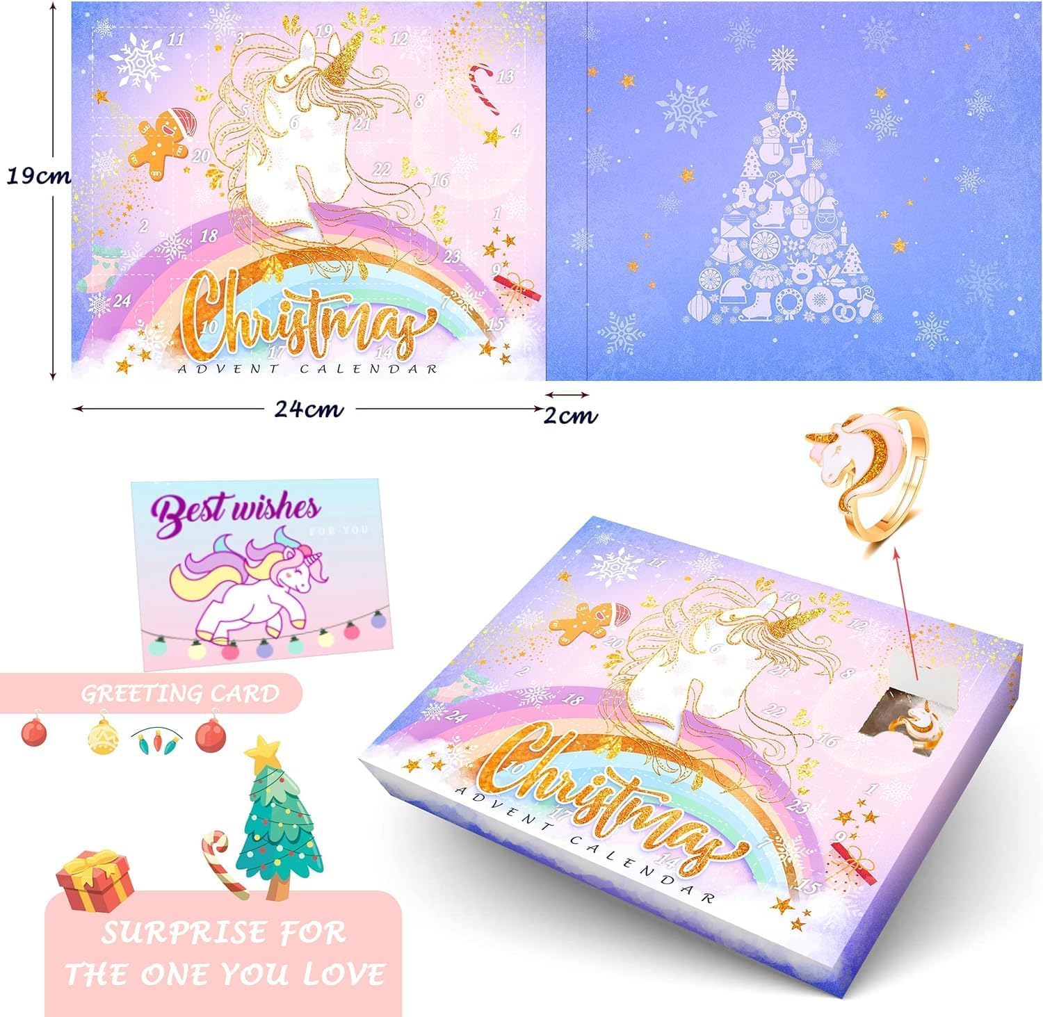 Calendrier De L'Avent Licorne 2025 – 24 Surprises De Bijoux Et Accessoires Pour Filles, Cadeau De Noël Magique Et Créatif