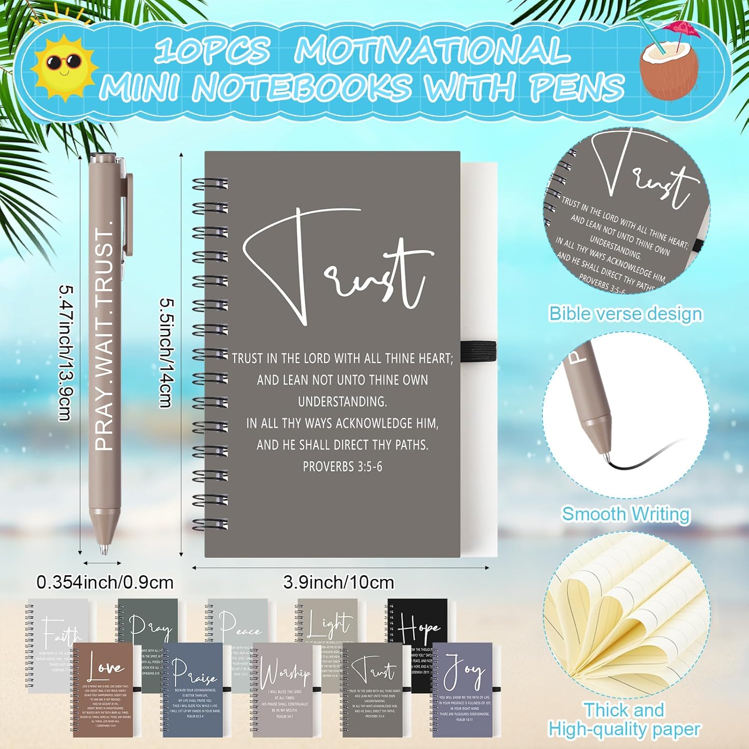 30 Pcs Christian Gifts Bulk Bible Verse 24 oz Plastic Cups Spiral Notebooks Ballpoint Pens, Religious Gifts for Women Men Church Prayer (Classic Style) - Image 3