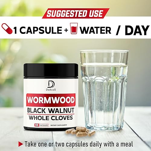 Miniatura 6 de Cápsulas de ajenjo de 8050 mg con 12 hierbas mezcladas de hojas de nogal negro, raíz de jengibre, raíz de curcumina de cúrcuma, pimienta negra y