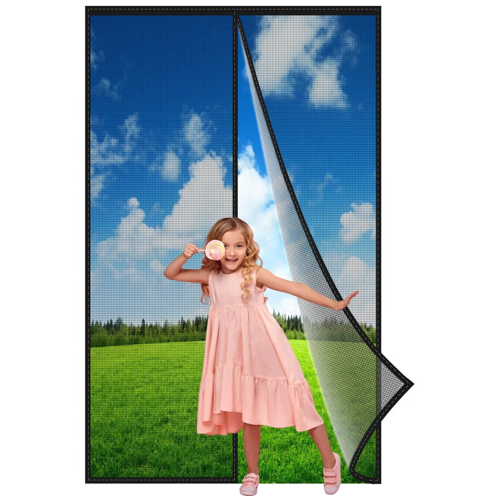 Zanzariera Magnetica Finestre 250x300 cm, Fibra di Poliestere Anti Zanzare Magneti Forti Chiusura Automatica Autoadesiva Facile Installare Calamita Zanzariera Magnetica Nero, Rinforzata