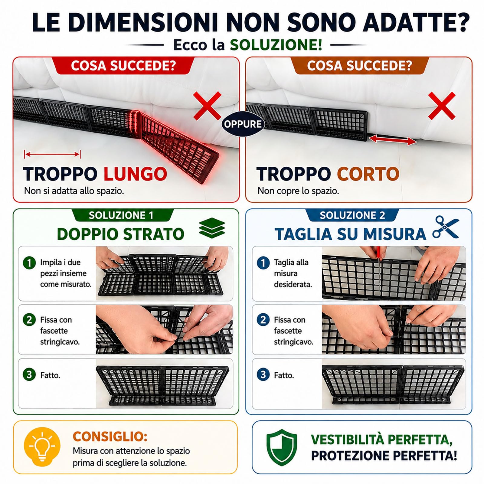 12 Pezzi Blocca Giocattoli Divano per Animali, Blocca Giocattoli Regolabile Sotto Letto & Sofà, Barriera Plastica per Fessure, Protettore Mobili con 20 Fascette
