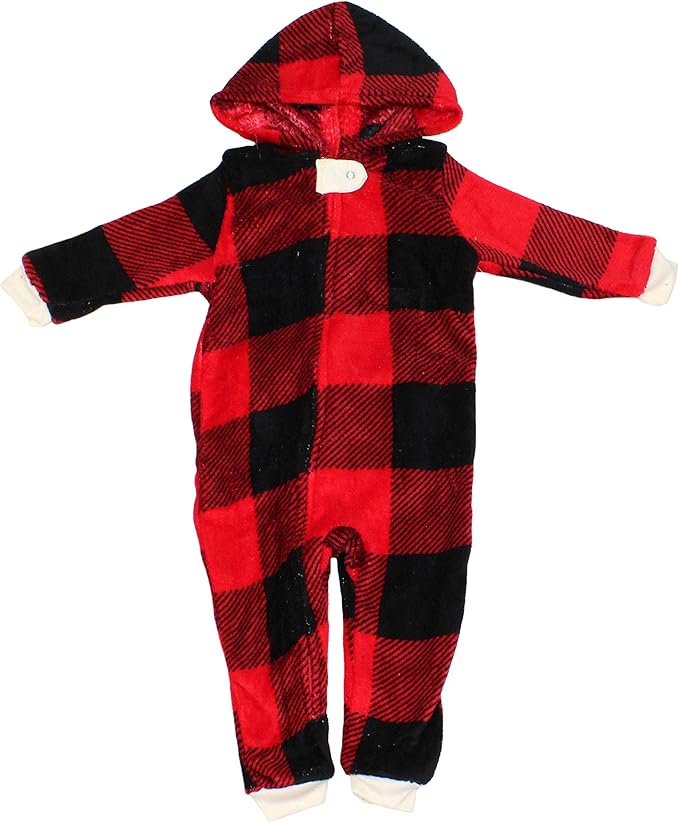 Secret Santa Baby Buffalo Check Plaid Matching Fleece