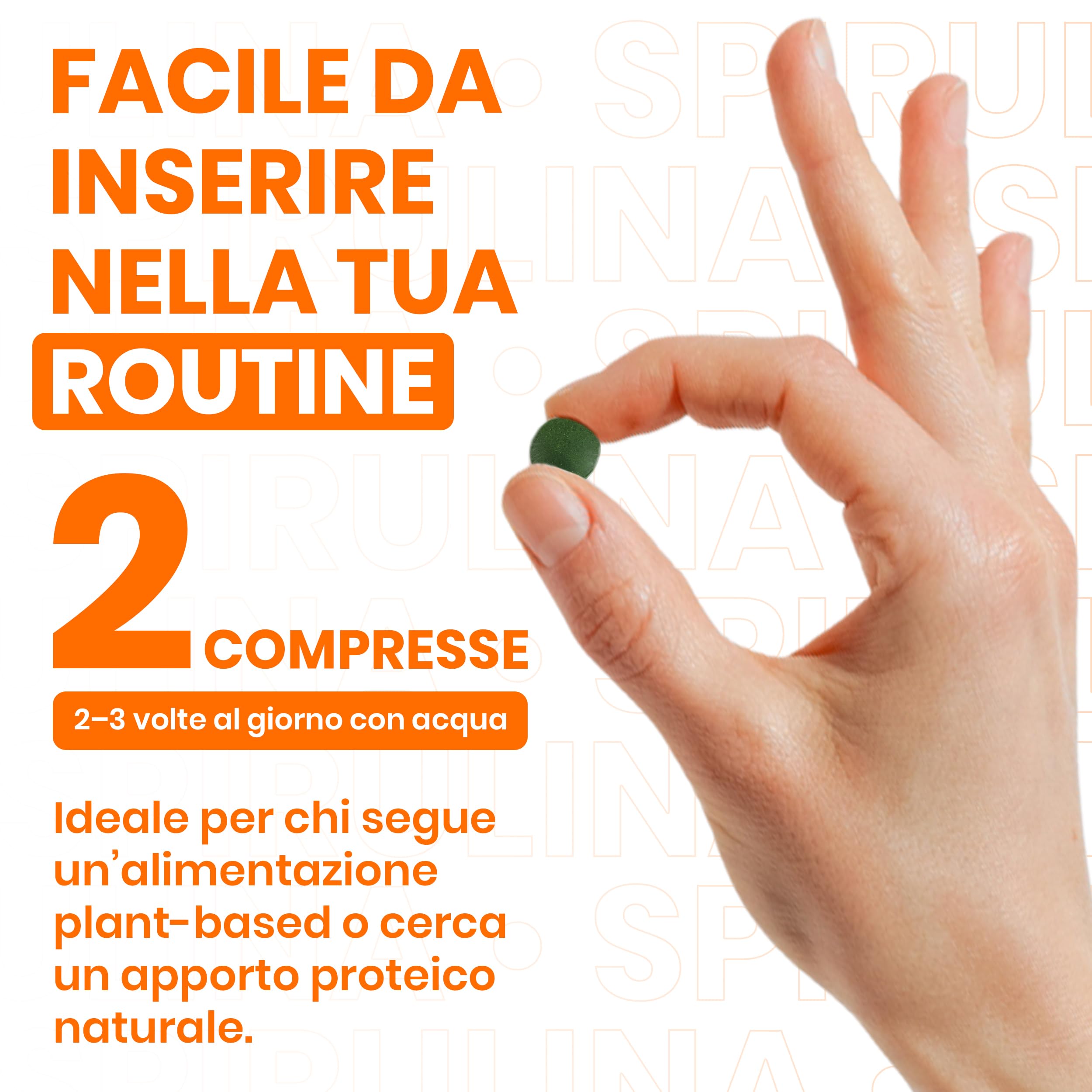 Spirulina Compresse Vitastrong, 3000mg per Dose, 600 Alga Spirulina Compresse 100% Vegan ad Alto Contenuto Proteico, Integratore Alimentare a Lunga Fornitura Senza Glutine né OGM, Qualità Premium