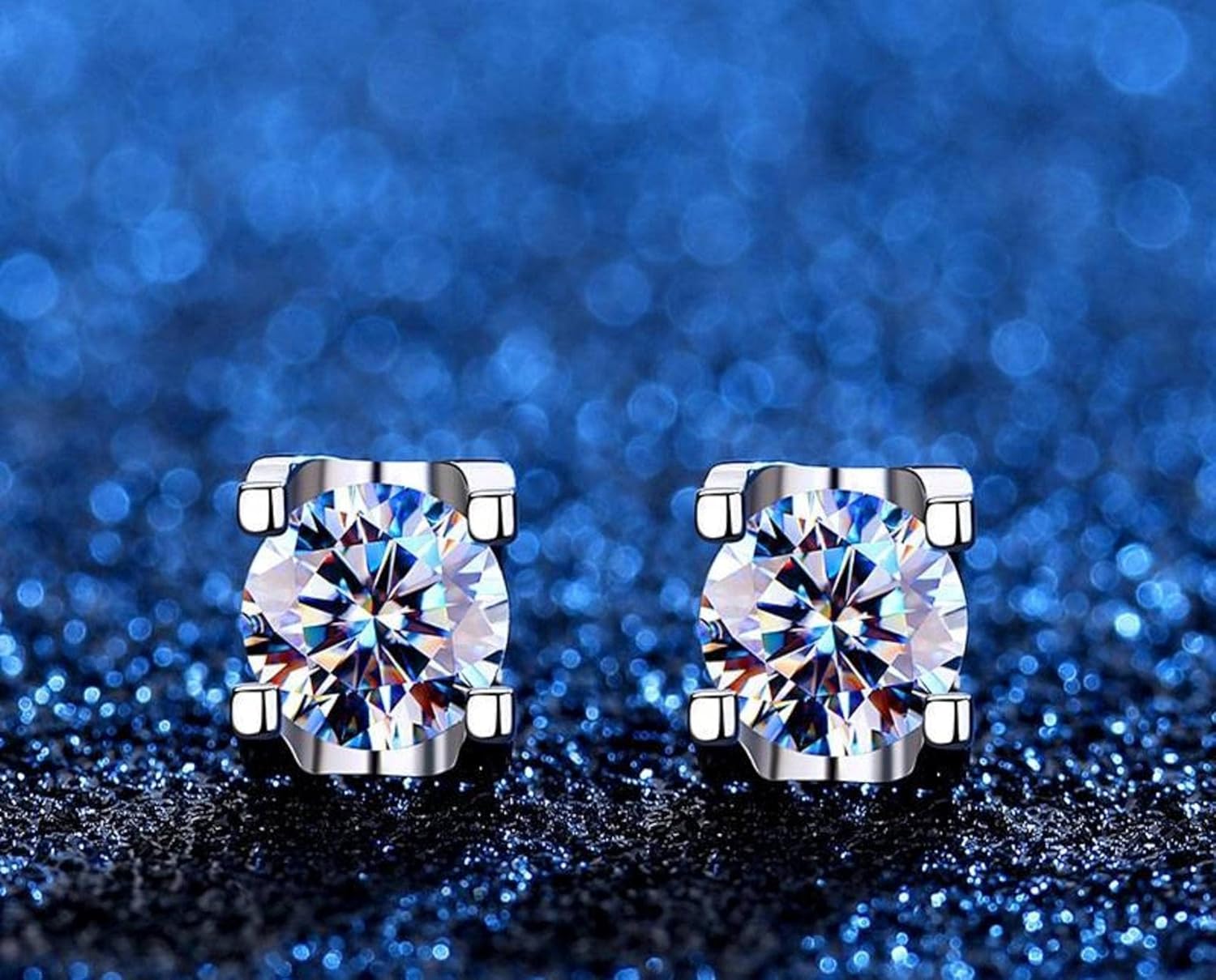 NA 925 Sterling Silver 1 Carat Moissanite Stud Earrings Female Simulated Diamond