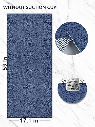 Miniatura 2 de Tapetes de ducha extra grandes antideslizantes, 17.1 x 59 pulgadas, tapetes de baño de lufa de PVC, tapetes de lufa para ducha y baño, secado