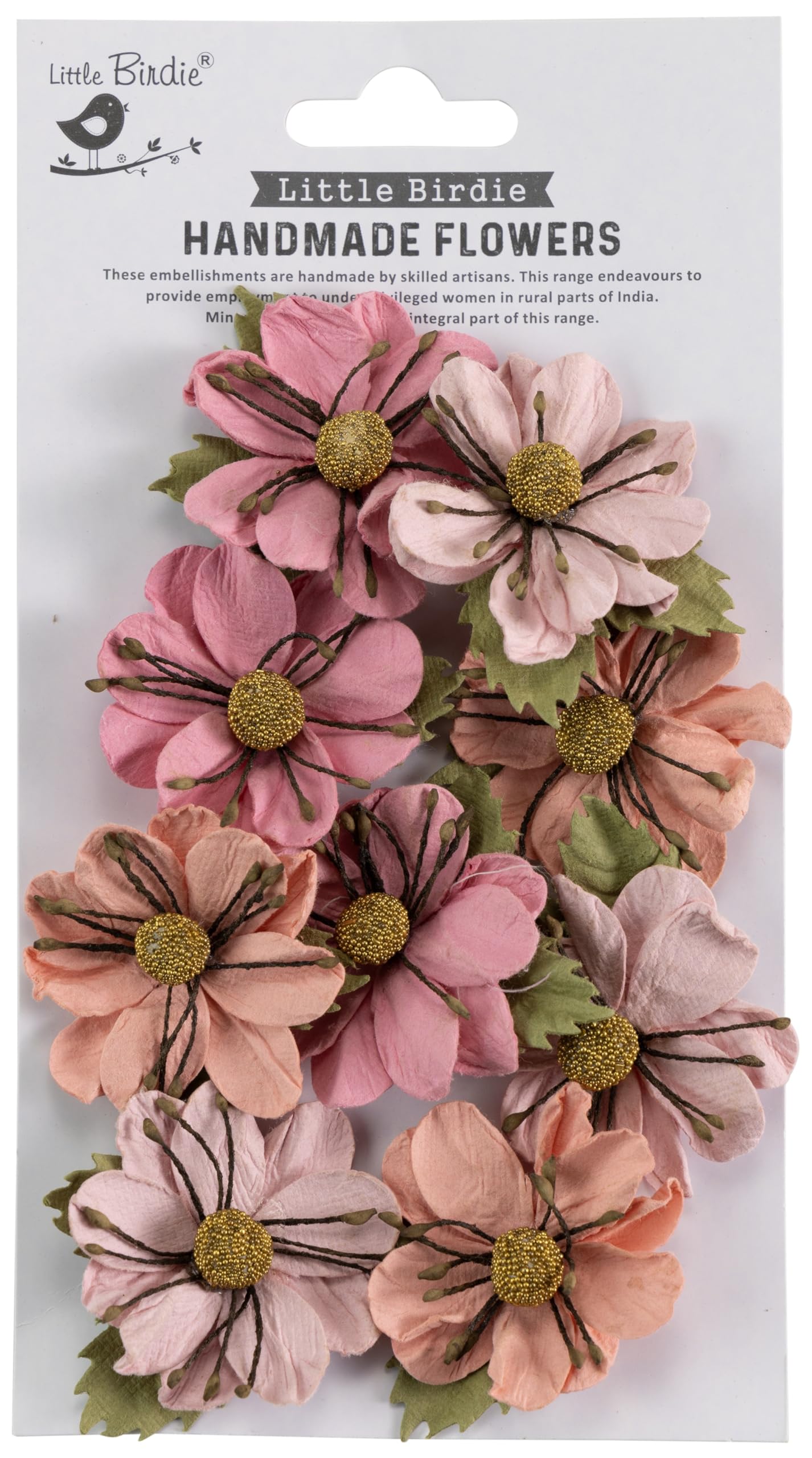 Little Birdie Wendy Handmade Mulberry Paper Flowers 9pcs - Celebrate Life