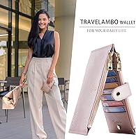 Vista 5 de Travelambo RFID Billetera de mujer con varios compartimientos para varias tarjetas con bolsillo con cierre, talla única