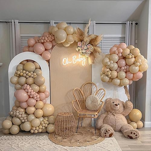 Miniatura 1 de Kit de arco de guirnalda de globos bohemios, rosa polvoriento, rubor, marrón, arena y blanco, para baby shower, cumpleaños, decoración de