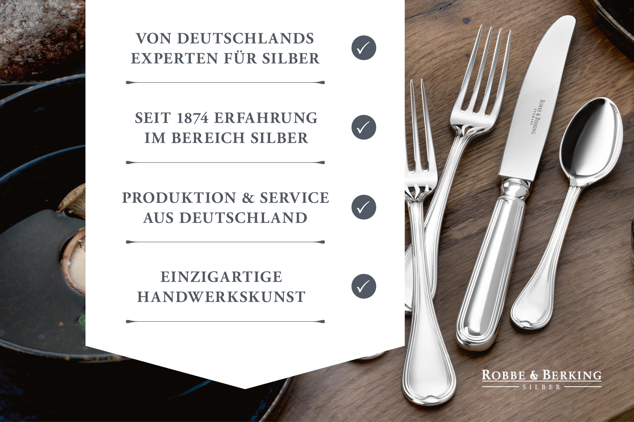 Robbe & Berking Silberpflegeserie - Silberpflegetuch für versilberte und Silberne Bestecke. Leichte Reinigung ohne das Silber anzugreifen.