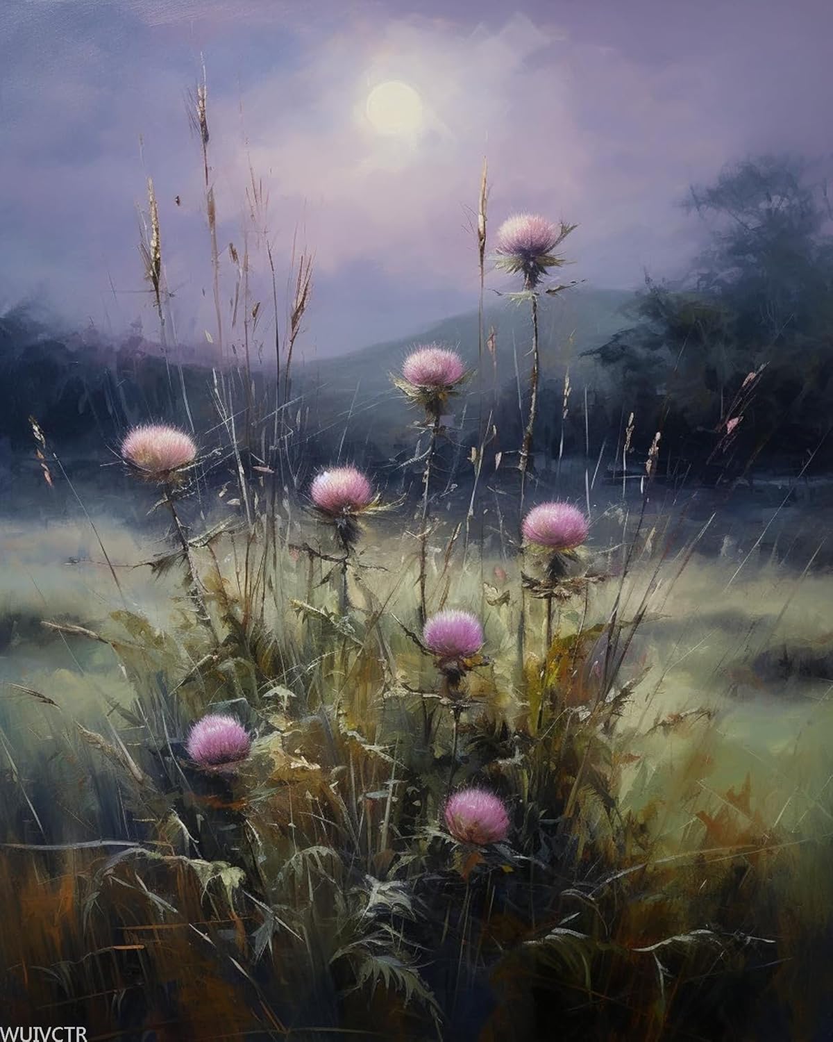 WUIVCTR Paint by Number, Firefly Meadow Thistles, Adult Crafts Adults' Paint-by-Number Kits, Room Decor Gift for Birthday Festival (16x20 inch, No Frame)