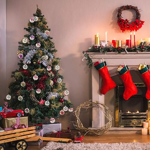 Miniatura 3 de Paquete de 20 bolas de adorno de Navidad de 3.15 pulgadas, bolas transparentes rellenables con cuerda, bolas de plástico para decoración de árbol de