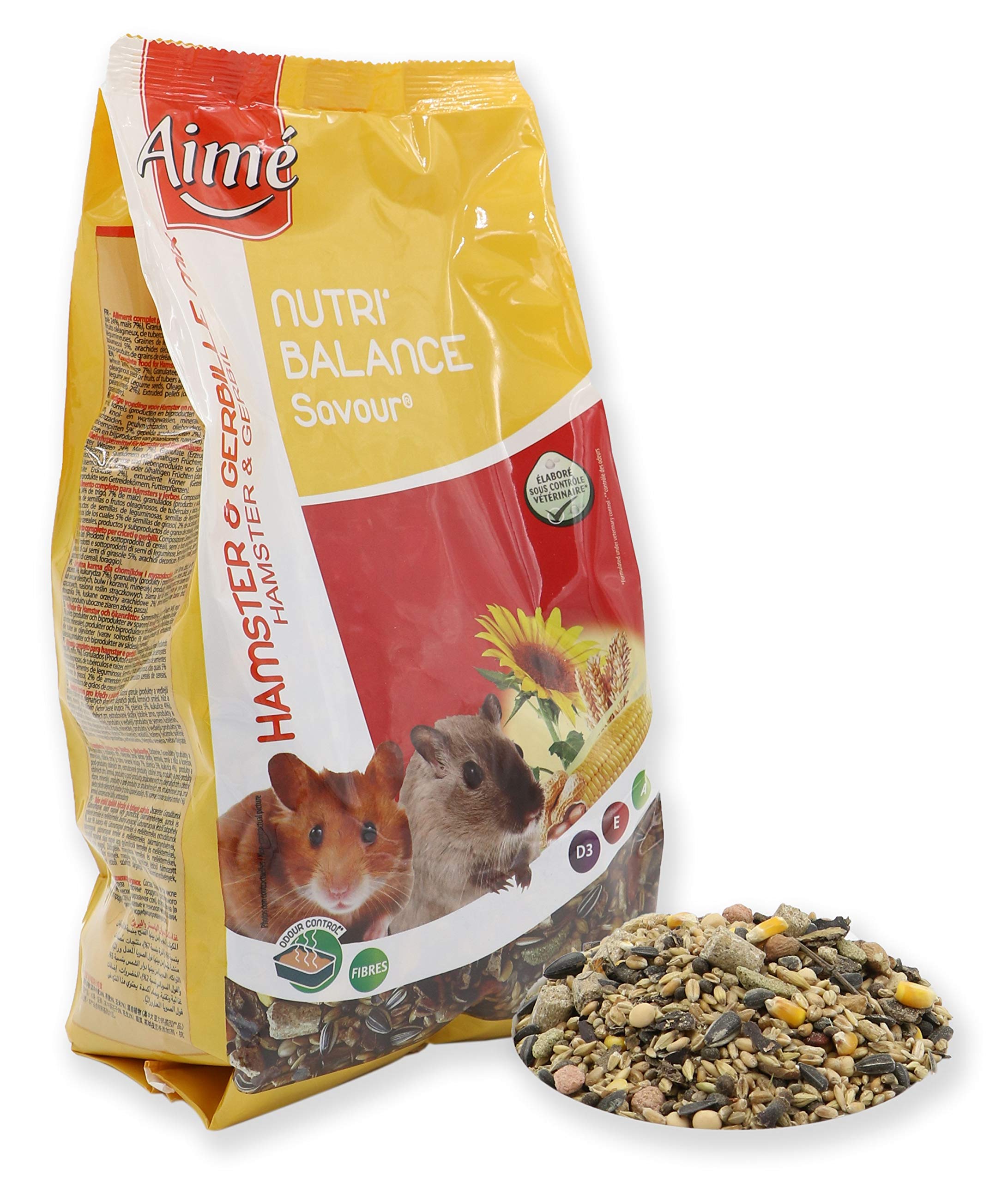 AIME Nourriture pour Hamster et Gerbille, NUTRI'BALANCE SAVOUR MIX, Repas mélange varié vitamines et Fibres, 900g