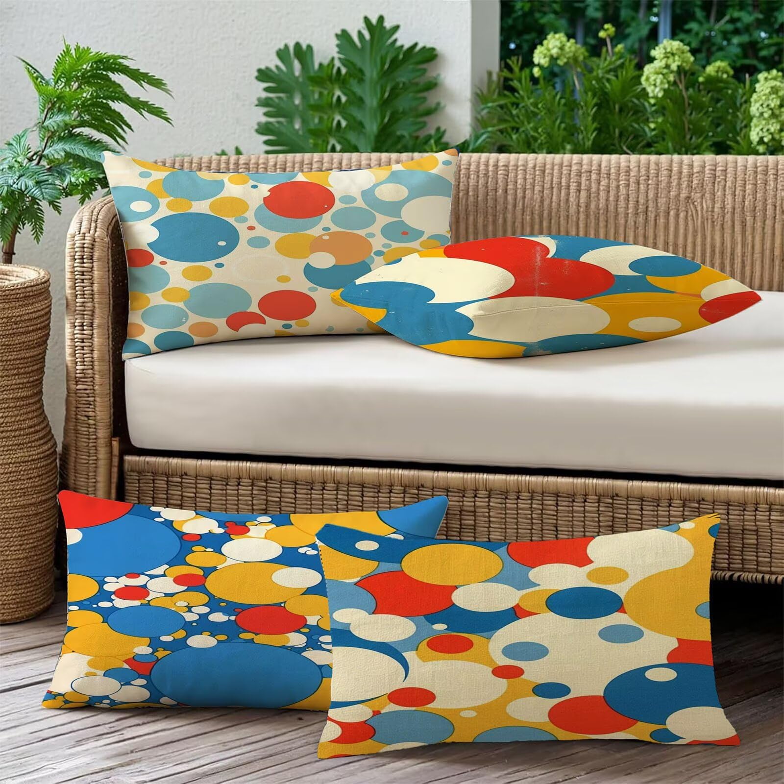 Generisch Outdoor Kissen Wetterfest 40x65cm Orange Farbe Dekokissen Kissenbezüge Geometrie Kissenhülle Sommer Sofakissen für Wohnzimmer Schlafzimmer Garten Dekorative 4er Set. R-732