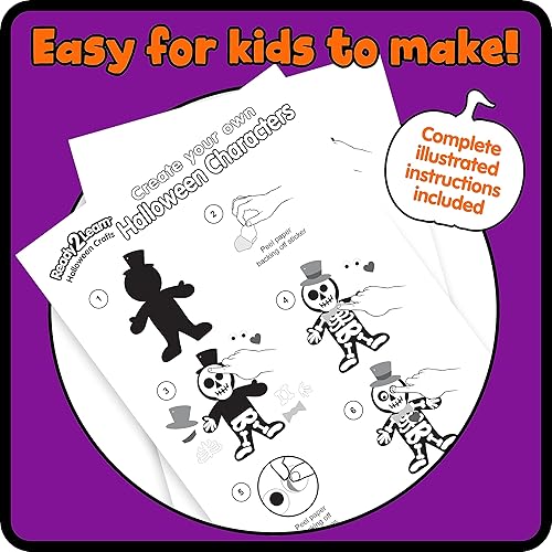 Miniatura 6 de Ready 2 Learn Crea tus propios personajes de Halloween Juego de 4 Manualidades de Halloween para niños Recuerdos de fiesta, adornos, imanes y
