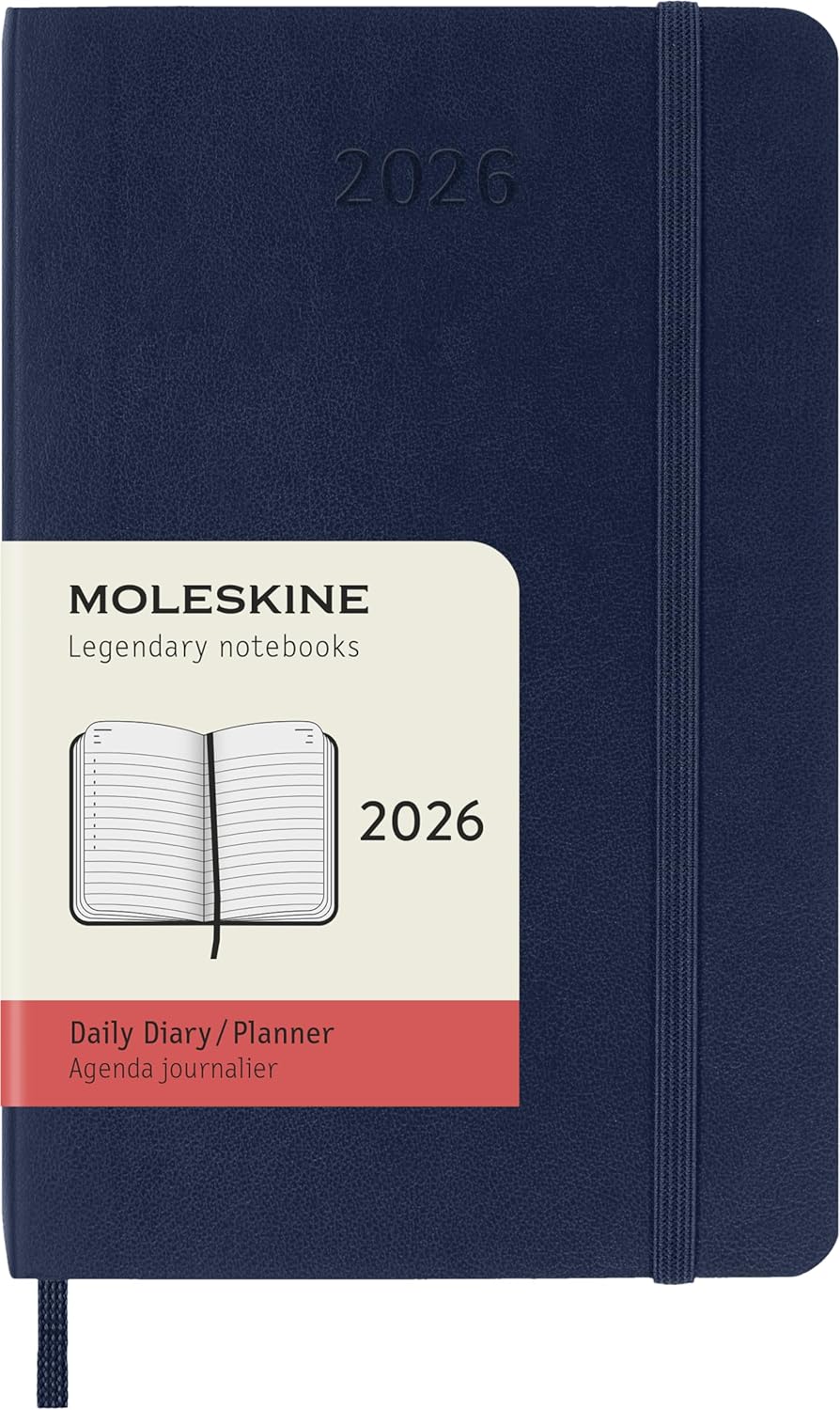 Moleskine Classic 12 Month 2026 Daily Planner, Soft Cover, Pocket (3.5" x 5.5"), Sapphire Blue, 400 pages