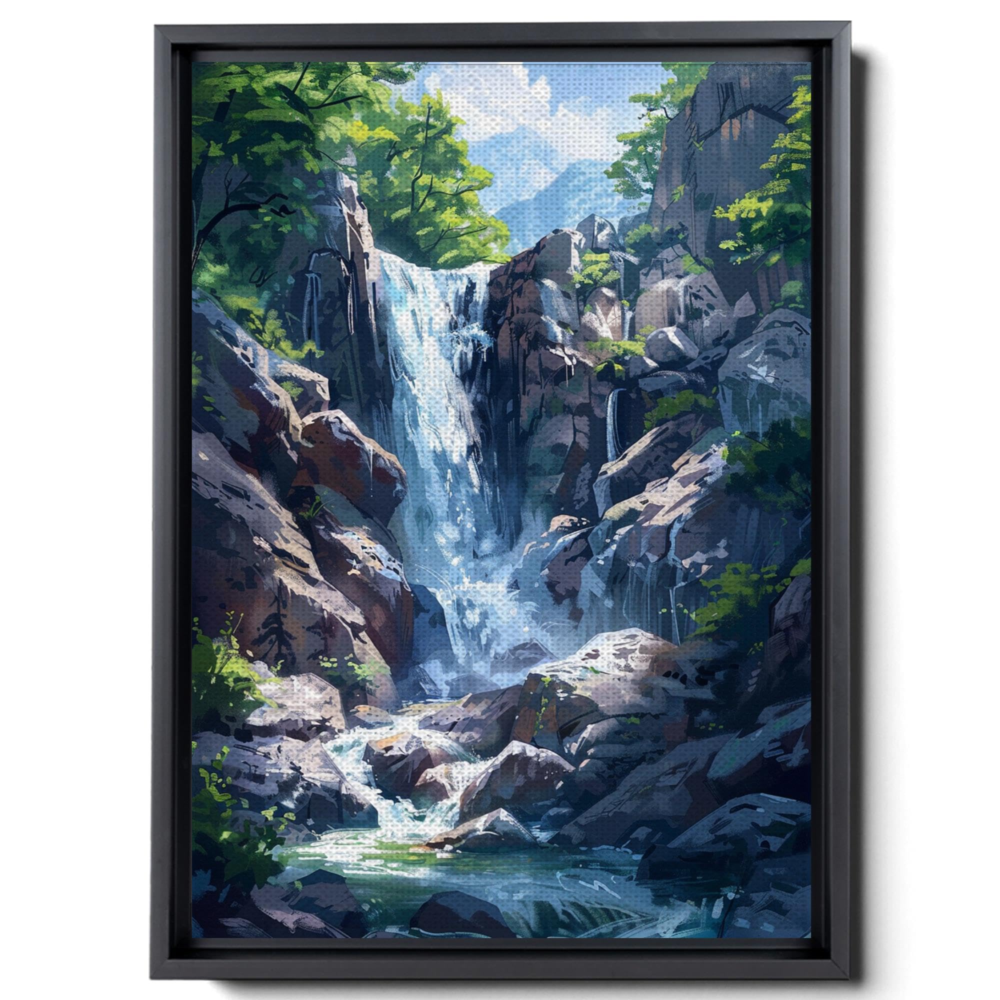 絵画 Mountain waterfall 絵画 Mountain waterfall 絵画 Mountain waterfall Vintage Oil