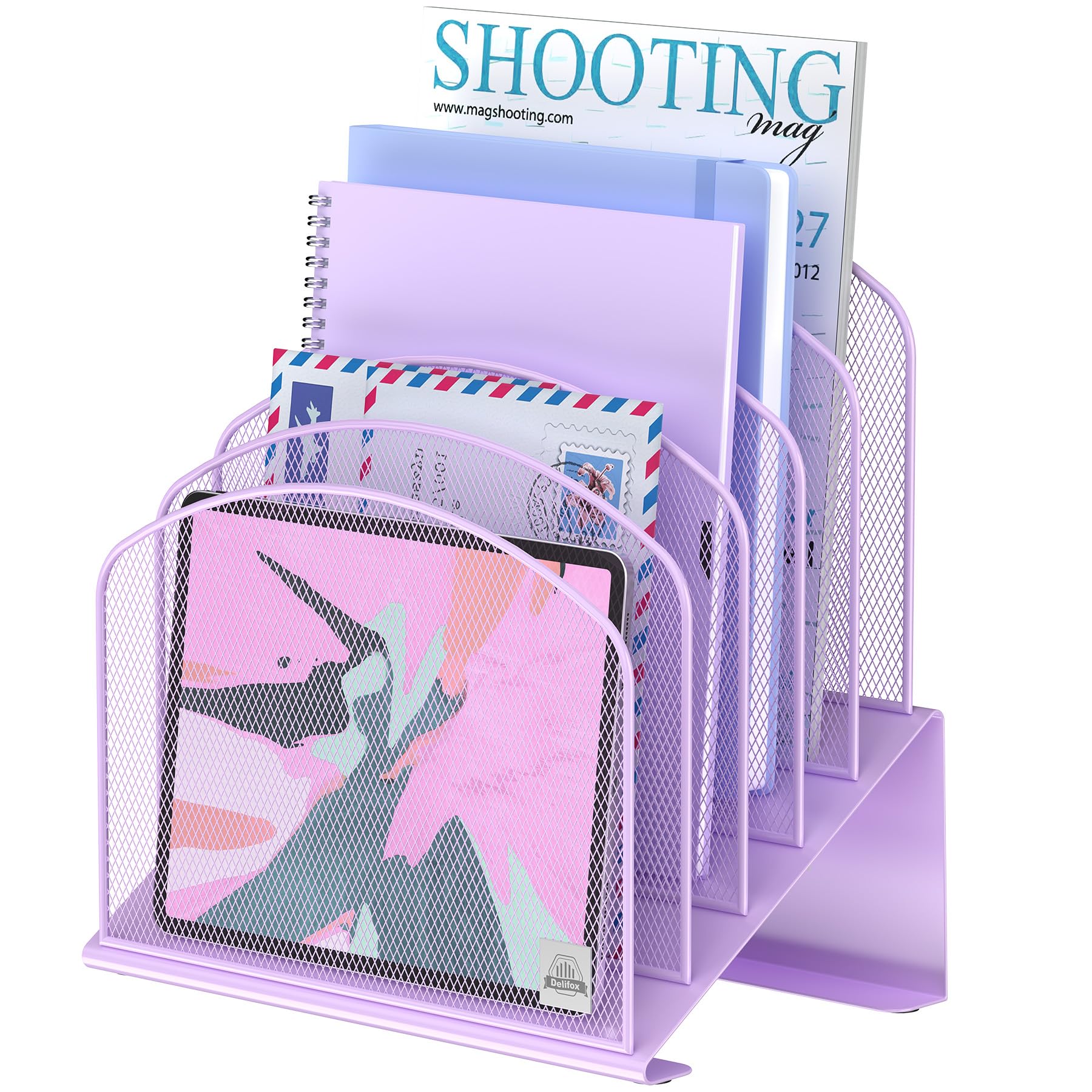 Amazon.com: Delifox Inclined Desk File Organizer, 5-Section Vertical ...