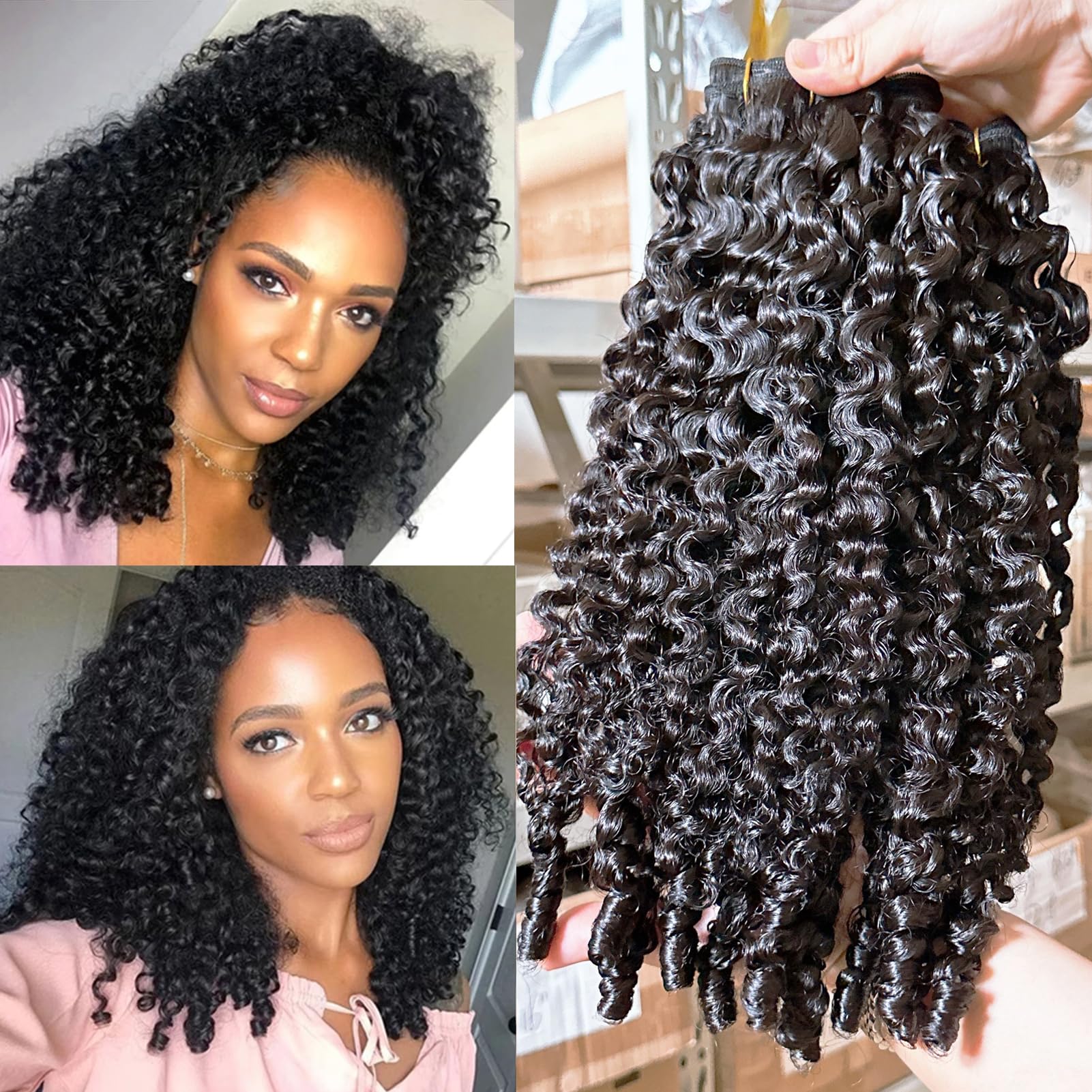 Burmese Curly Human Hair Bundles 3Pcs 18-22 Inch 100% Real Hair Extensions Amazon.com : YMS 3C4A Burmese Curly Human Hair Bundles 18 18  main image 4