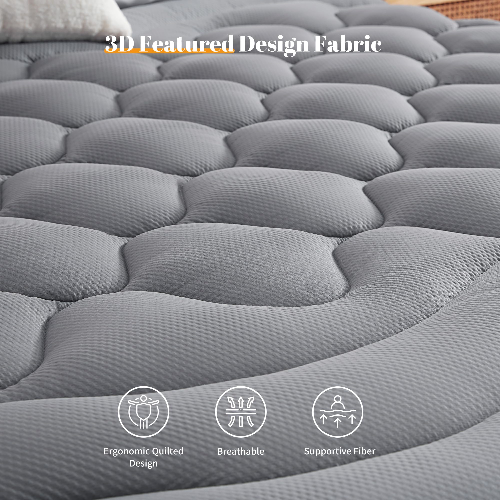 Sonive Coprimaterasso da 90 x 200 cm, protezione per materassi trapuntata, con angoli profondi da 38 cm, traspirante, copriletto, di colore grigio