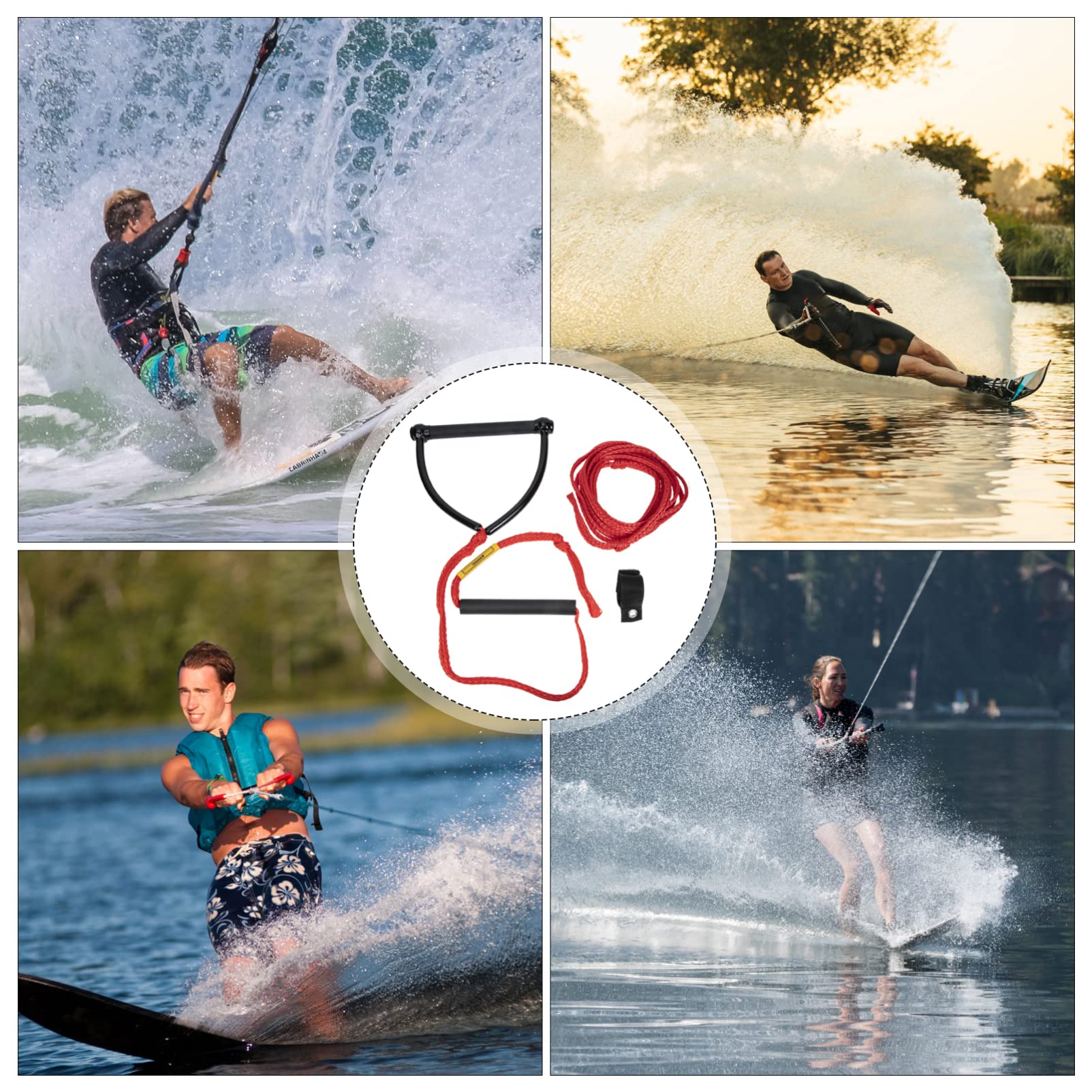 Kisangel Corda per Sci Nautico e Wakeboard Maniglia Resistente Antiusura per Sport Acquatici all’Aperto, Leggera e Compatta, Adatta per Famiglie e Appassionati di attività Acquatiche
