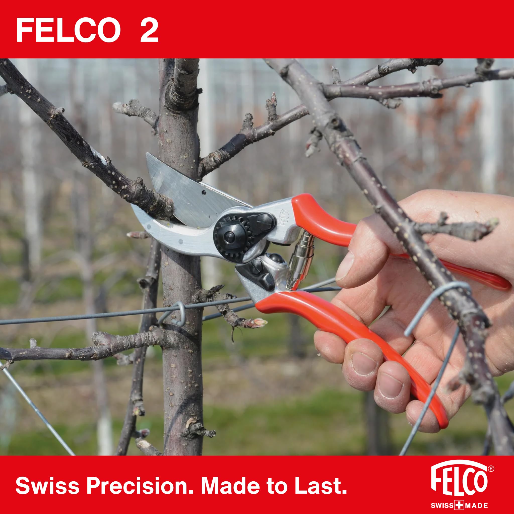 FELCO 2 Forbici da Potatura Professionali Bypass 25 mm per Mano Destra con Fodero Rinforzato FELCO 912 per Uso Intensivo