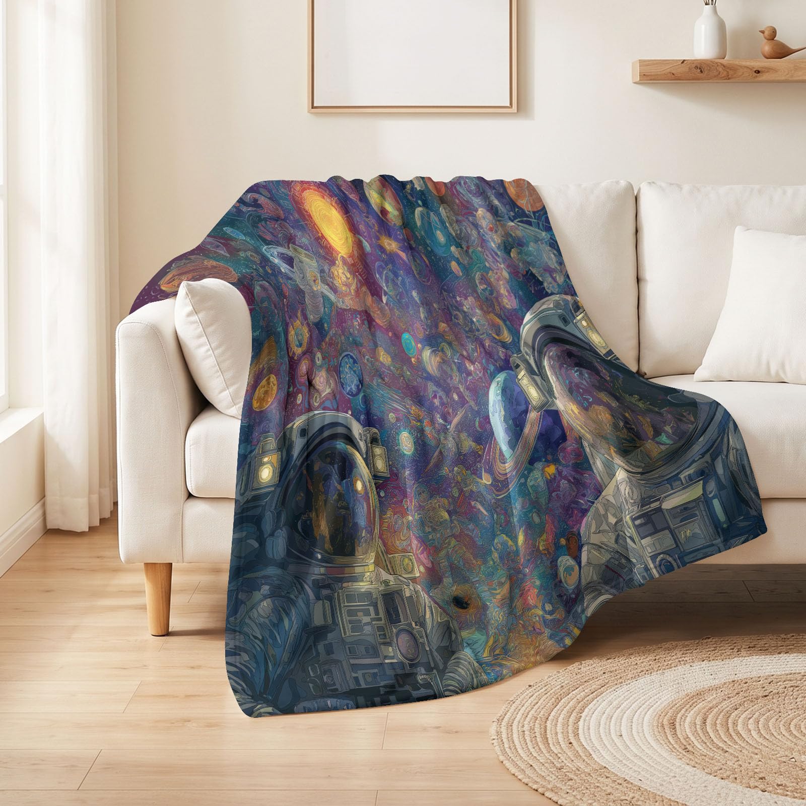 Fantasy Space Koc 150 x 200 cm, flanelowa narzuta na kołdrę dla dzieci i