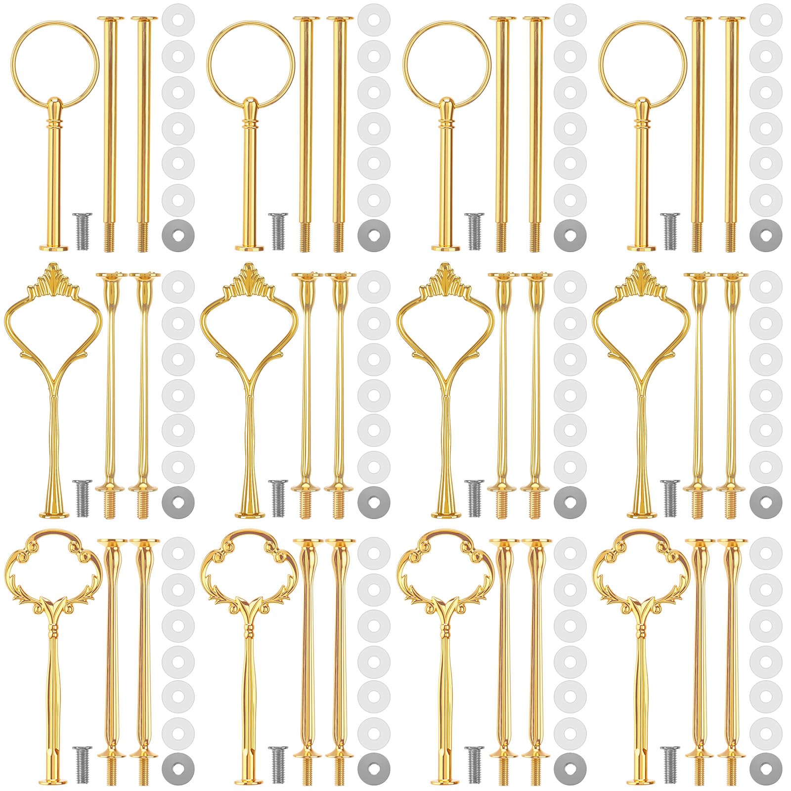 Patelai 12 Sets 3 Tiered Tray Hardware Kit,Cute,Gold