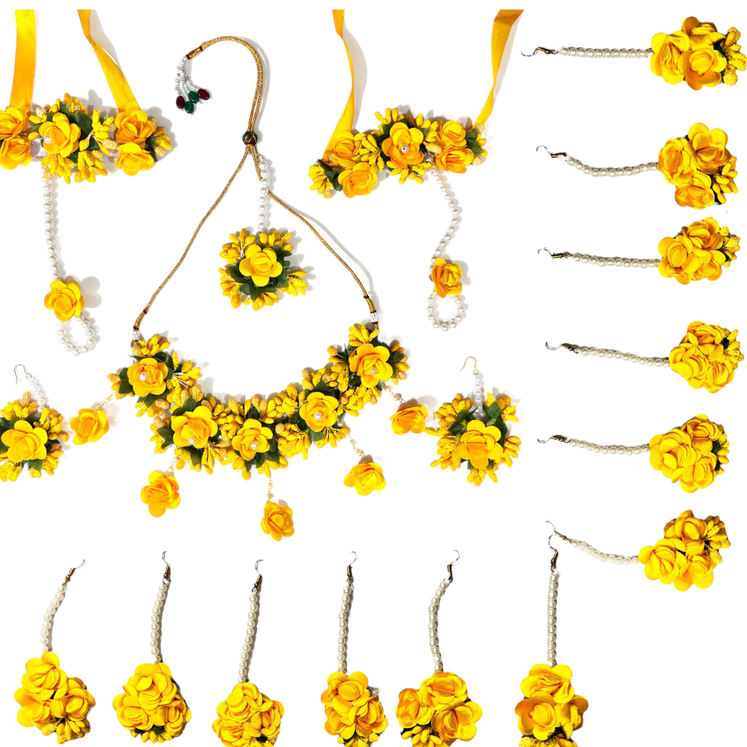 PATWA TRADERS FLOWER Jewellery SET HALDI for wedding bridal dulhan (Haldi Set 1 Mangtika 12) (B0D1GR5BXR) Amazon Price History, Amazon Price Tracker