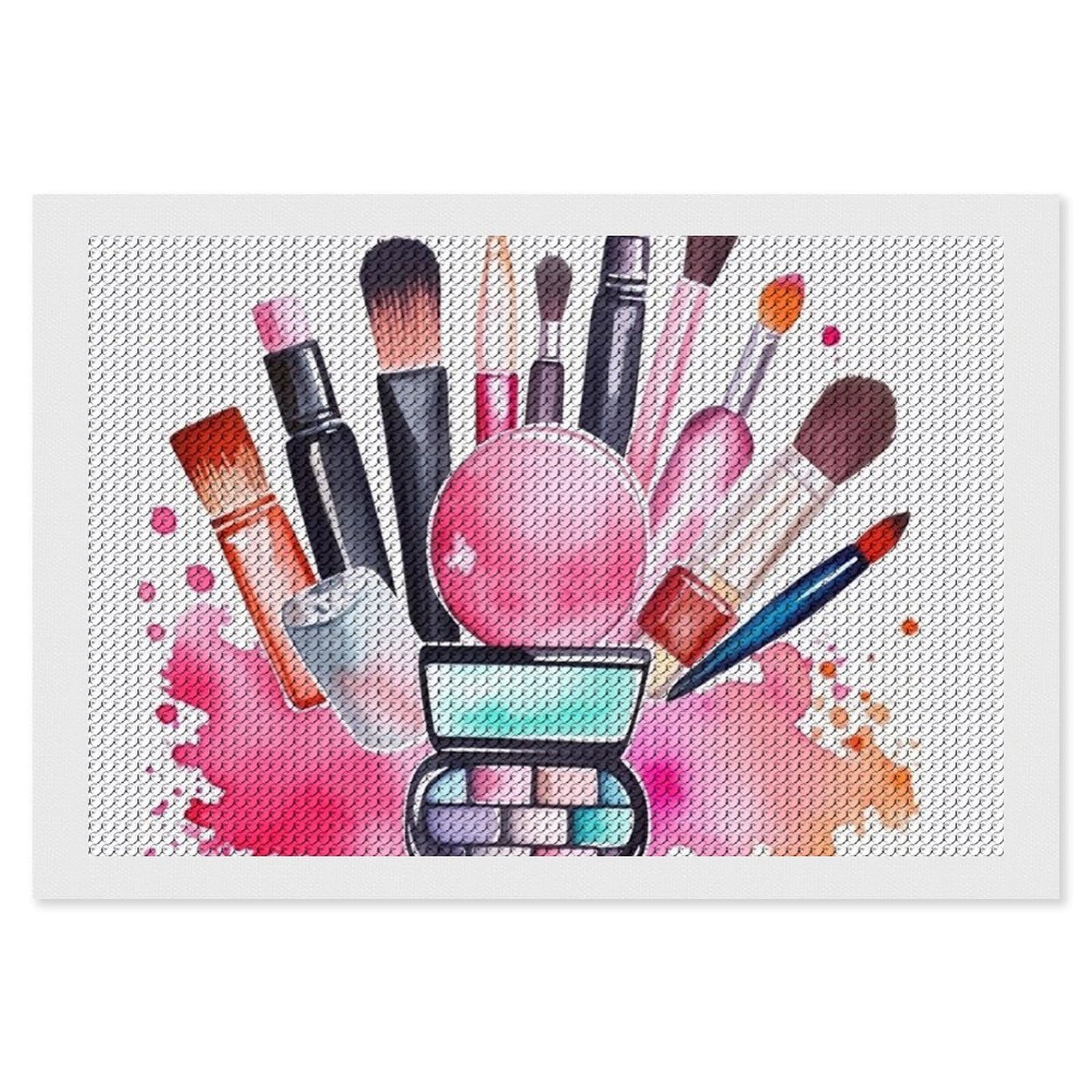 Watercolor Cosmetic Diamond Art Kits for Adults, DIY 5D Diamonds Painting Kits for Beginner, Round Full Drill Diamond Dots Painting, 8"x12" Diamonds Pictures Gem Art and Crafts Wall Decor