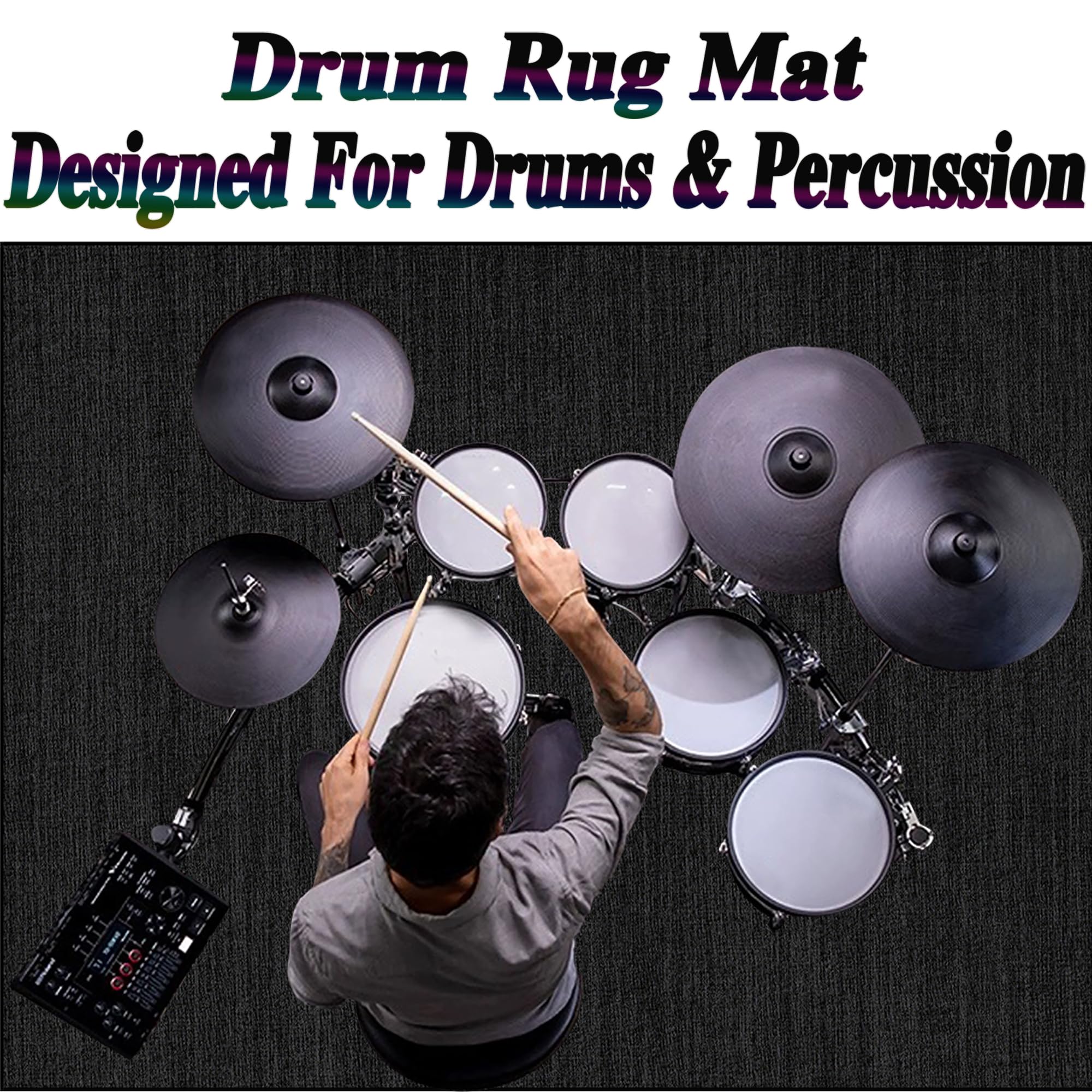 Tappeto Batteria Tappeto per Batteria Elettronica Tappetino Insonorizzato Drum Rugs Tappeti Rettangolari Antiscivolo per Batteria Elettroniche Rullante Acustica Grancassa Tappeto Tamburo 180 x 140 cm