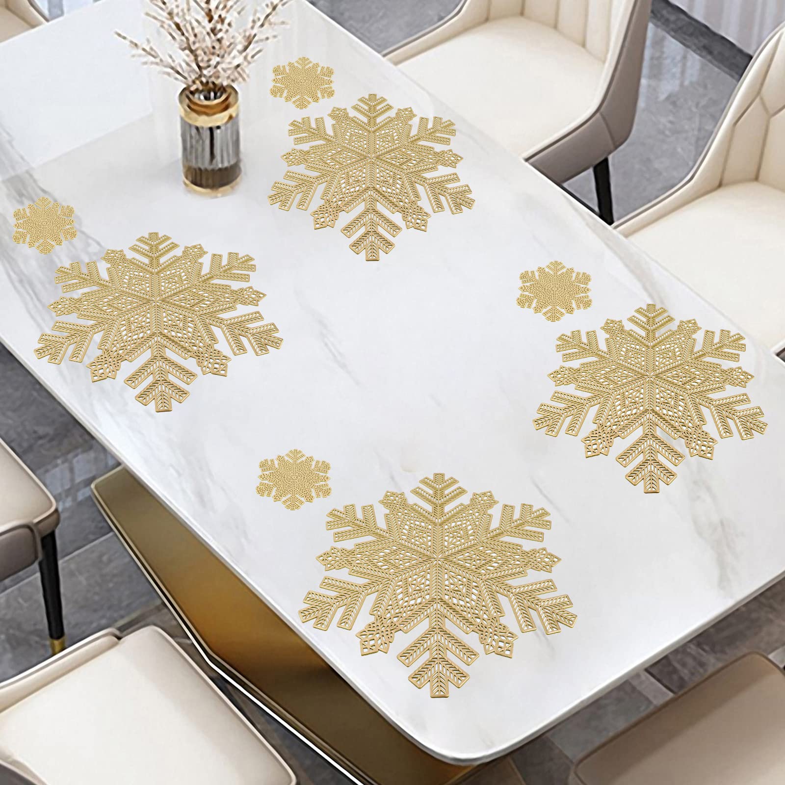 Famibay Set Da 6 Tovagliette Rotonde Oro Lavabili In PVC – Termoisolanti E Antimacchia