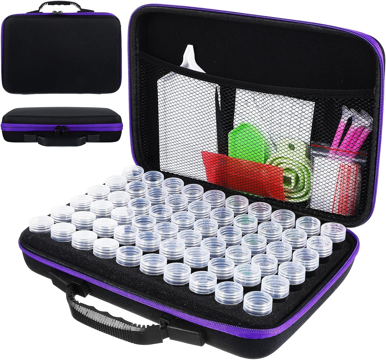 WLLHYF Diamond Art Painting Storage Containers, 60 Slots Diamond Art Accessories Kits Portable Diamond Art Trays Organizer Case Tools for Craft Jewelry Beads
