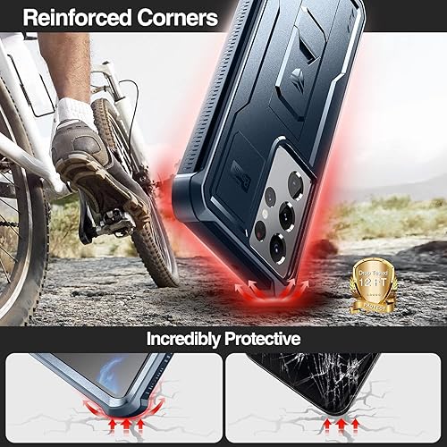 Miniatura 3 de Dexnor Funda para Samsung Galaxy S21 Ultra, Protector de pantalla y soporte integrados Protección de grado militar resistente a prueba de golpes