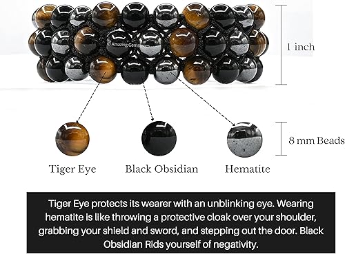 Miniatura 17 de Natural Healing Crystal Bracelet for Women - Mens Bracelet Energy Balancing Gemstones Set - Adjustable Stone Bead Bracelet for Men and Women - Anger