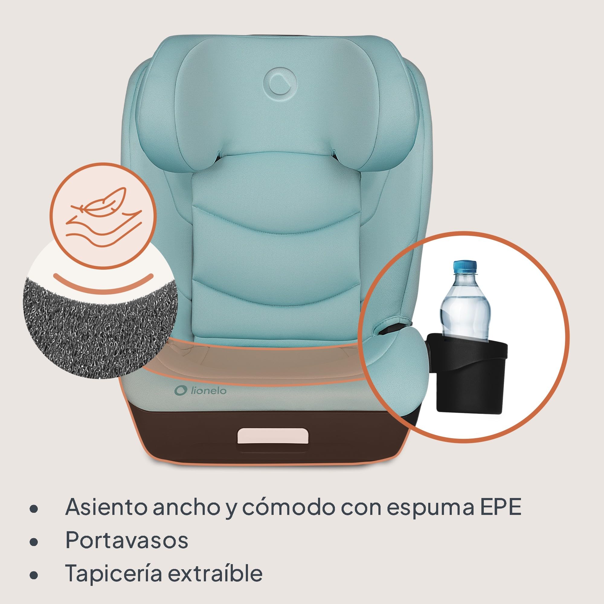 LIONELO NEAL I-SIZE Silla de Coche Para Bebés, Grupo 2 3, de 100-150 cm De 3 a 12 años aprox. Fijación ISOFIX o Cinturones Reposacabezas Ajustable Protección Lateral Reposabrazos Norma R129