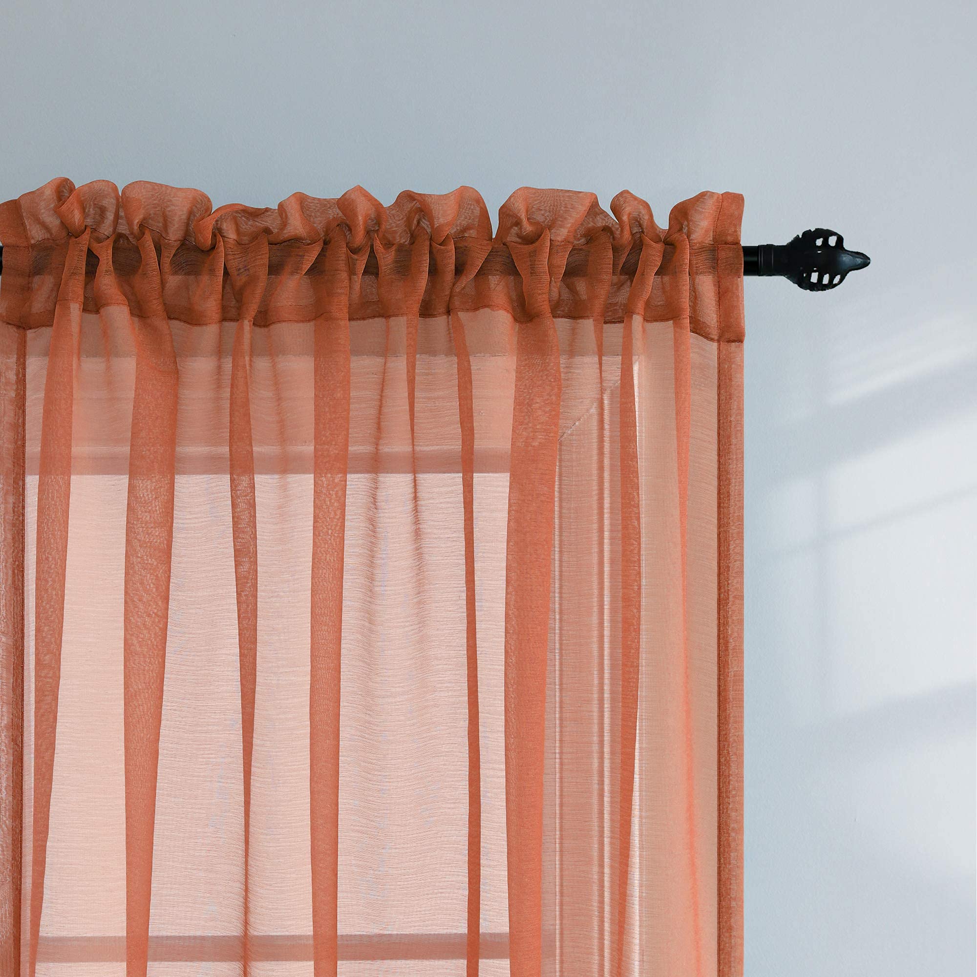 Pitalk Rideaux en Terre Cuite de 213,4 cm de Long pour Salon, Ensemble de 2 Panneaux de Rideaux Transparents avec Passe-Tringle pour Salon, Rouille brûlée, Orange brûlé