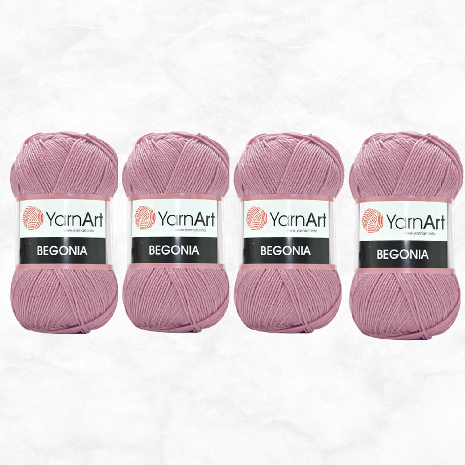 Yarn Art 4 Skein (Pack) Yarnart Begonia Yarn, Total 7.05 Oz. 100% Mercerized Cotton, Each 1.76 Oz (50g) / 185 Yrds (169 m), Fine-Sport 2 (Lilac - 4931, 4 Pack)
