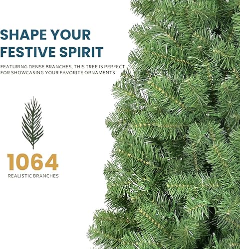 Miniatura 3 de Kadunmina Árbol de Navidad artificial de 7 pies, árbol de Navidad artificial de abeto con bisagras de alta calidad con 1064 puntas de ramas de PVC,