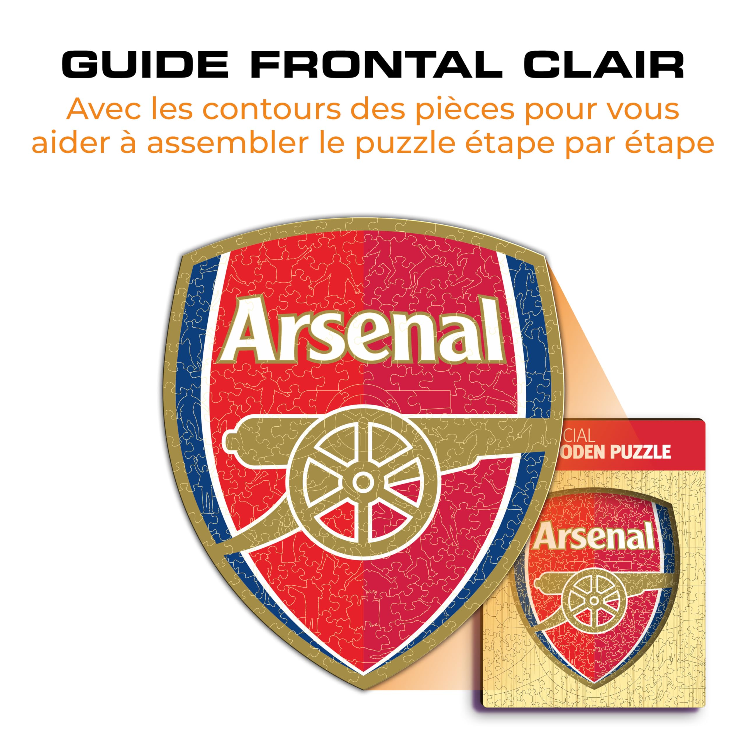 Iconic Puzzles - Arsenal, Logo, Puzzle en Bois sous Licence Officielle, 100% Durable, Cadeau pour Adultes et Enfants, Taille S, 150 pièces
