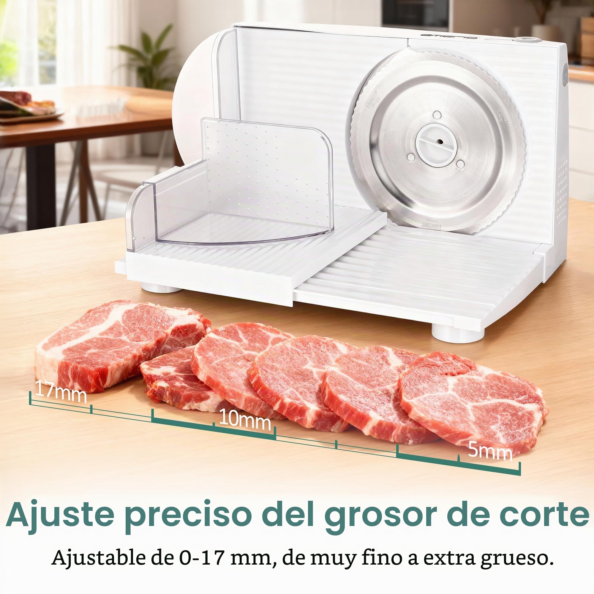 EMERIO Cortadora multiusos, Made in EU, MS-125000, cuchilla de acero inoxidable de Alemania, ajustable de 0 a 17 mm, plegable para ahorrar espacio, con interruptor de seguridad, Eco 100 W