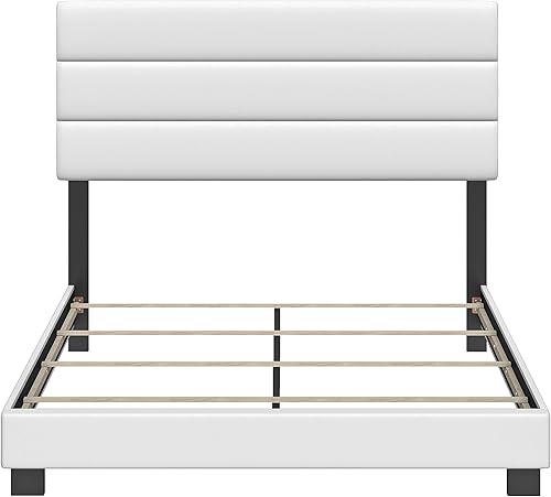 Miniatura 68 de Boyd Sleep Milan - Marco de cama de lino negro con plataforma totalmente tapizada con cabecero ajustable, base o somier calificado para su uso Negro