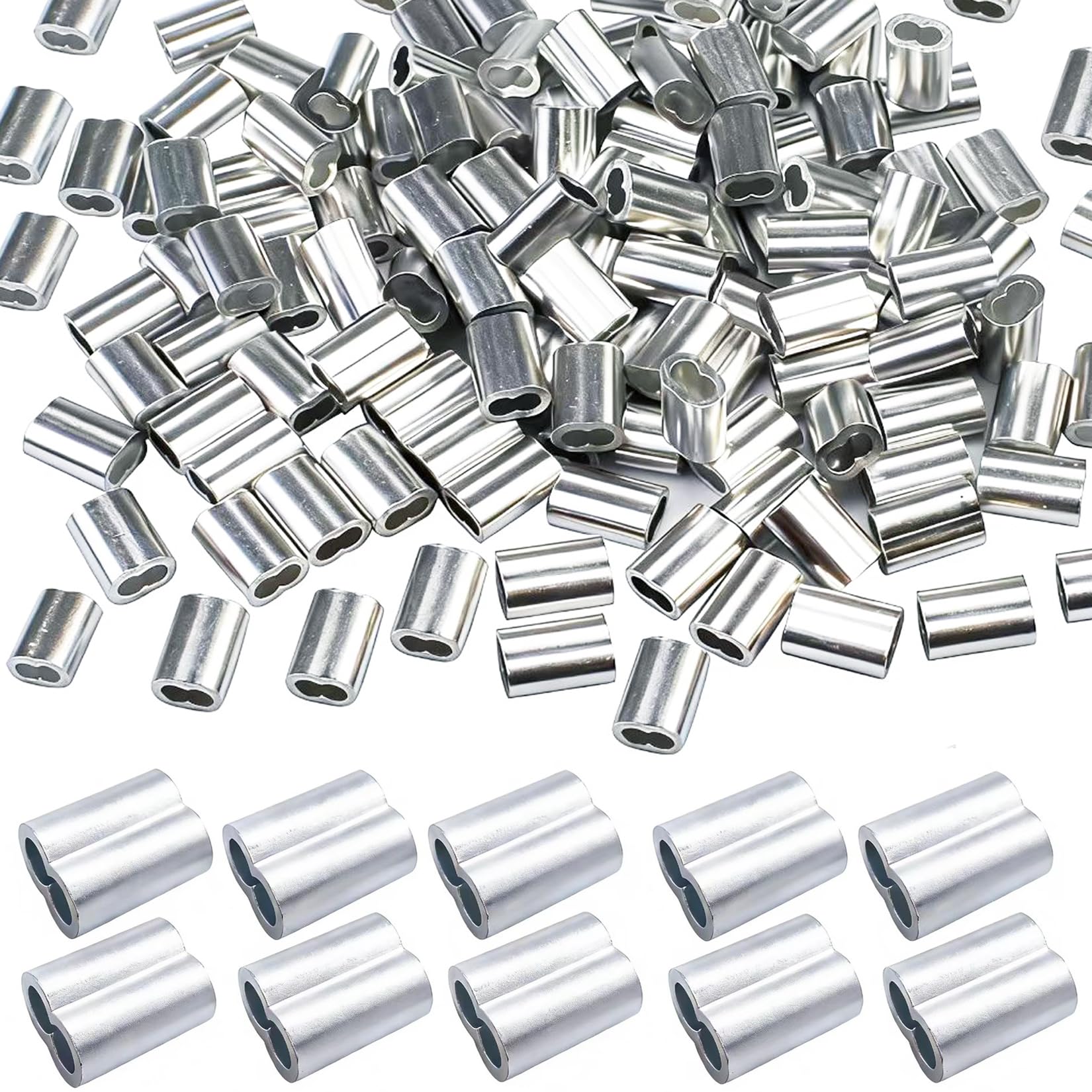 Pack of 120 Aluminum Crimping Loop Sleeve Cable Crimp for 5/32 inch Diameter Double Ferrule Wire Rope and Cable (4mm)