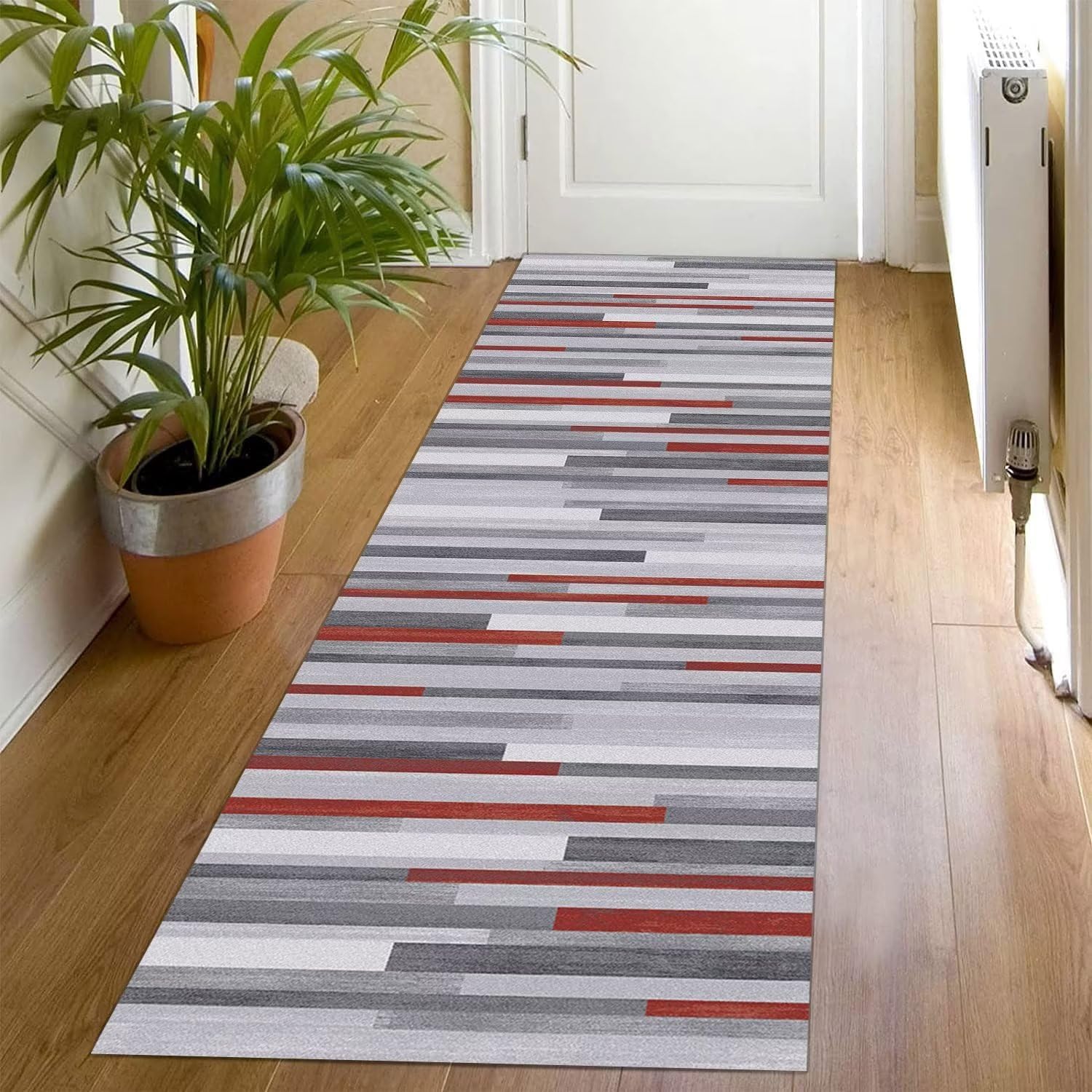 Teppich Läufer Flur rutschfest Küchen Teppich 70X160CM Grau Rot Küchenteppich Küchenläufer Korridor Schlafzimmer Wohnzimmer Meterware Eingang
