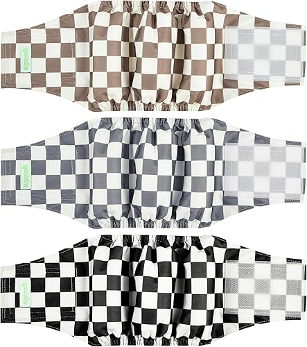 Miniatura 9 de wegreeco - Pañales lavables para perros machos, estampado elegante, bandas envolventes para vientre, paquete de 3