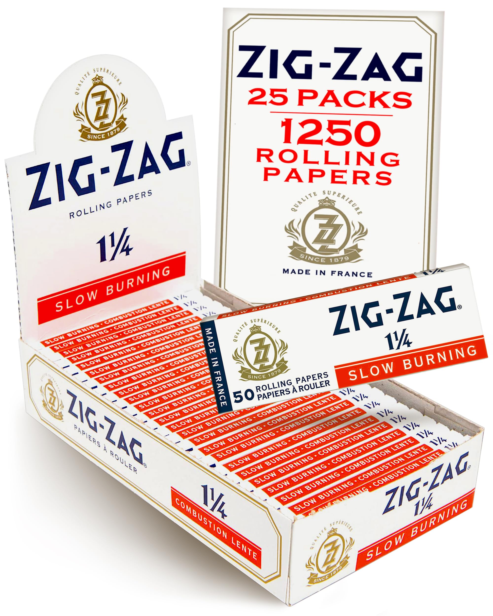 Zig-Zag Slow Burning Rolling Papers, Carton of 25 Packs, 50 Leafs