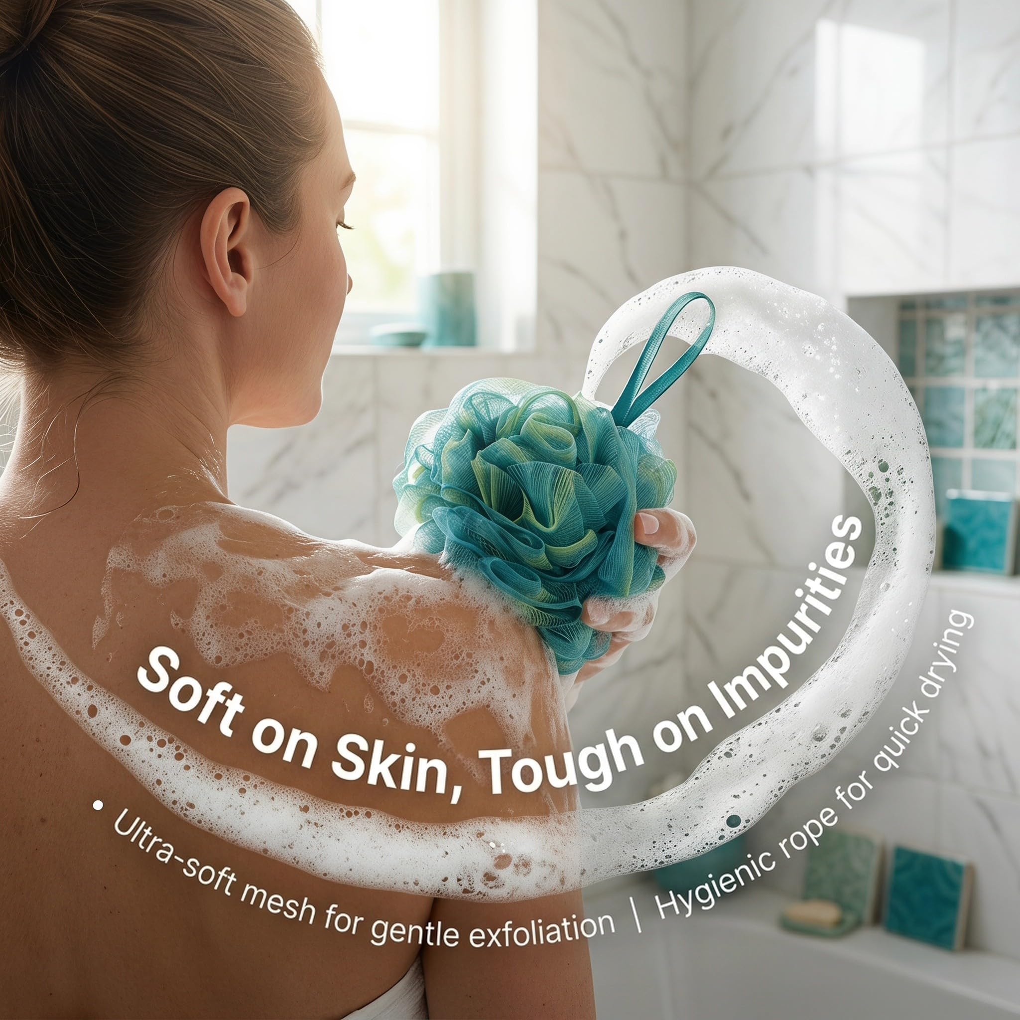 YARNOW 16 Piezas Esponja de Baño Exfoliante 50g Grande con Cuerda Pe Tpe